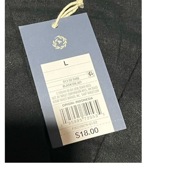 Universal Thread Black Linen Blend Cropped Collared Blouse Size L - Picture 2 of 3